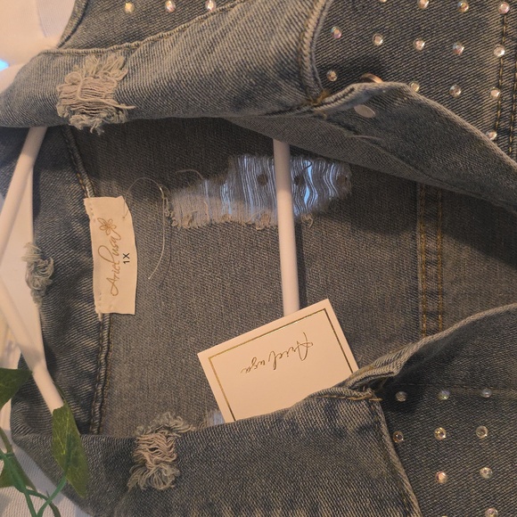 Studded Cropped Denim Jacket - Picture 2 of 6